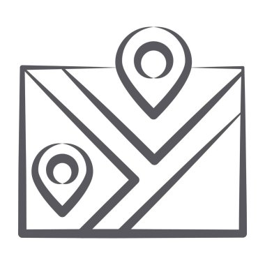 Adres haritası simge biçimi, yol haritasının modern doğrusal vektörü 