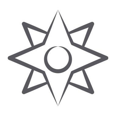 Modern doğrusal biçiminde Windrose simge biçimi, yön pusulası