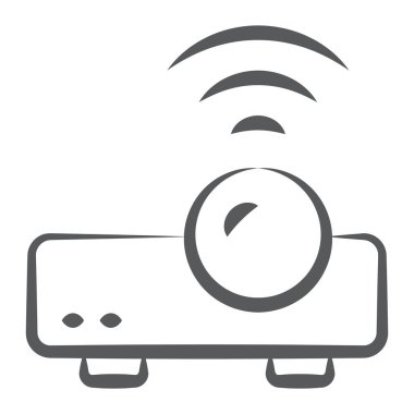 Projektörün bir simge tasarımı, sunum amacı için elektronik aygıtın doğrusal vektörü 