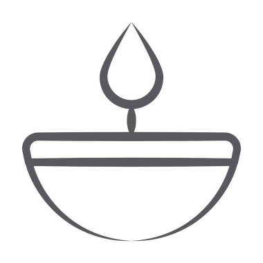 Küçük bir tencerede yanan alev, gaz lambası çizgisi simgesi