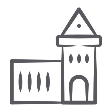 Bir Hıristiyanlık evi dış mimarisi, kilise çizgisi ikonu tasarımı 