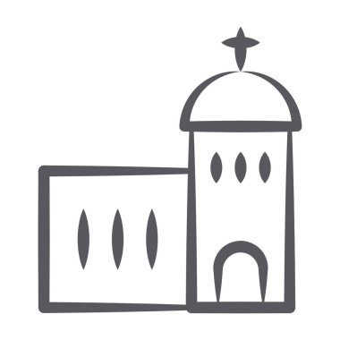 Bir Hıristiyanlık evi vektör biçimi, kilise çizgisi simgesi tasarımı 