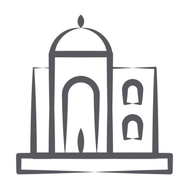 Kutsal ibadethane, harici mimar cami binasını ikon halinde gösteriyor.