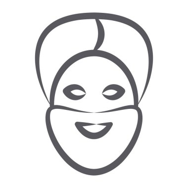 Türbanlı bir adam sih adamı çizgi simgesinde canlandırıyor