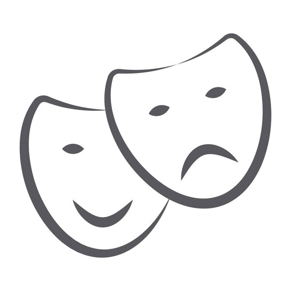 Theater masks, theme party icon in line vector design 