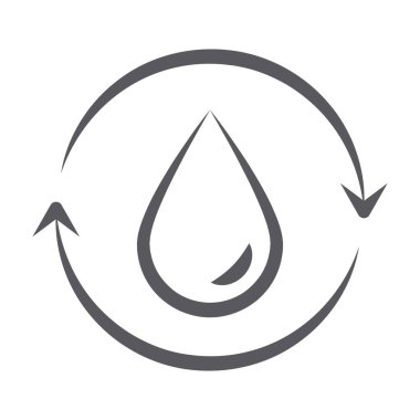 Aqua damla içine ok, su geri dönüşüm simgesi 