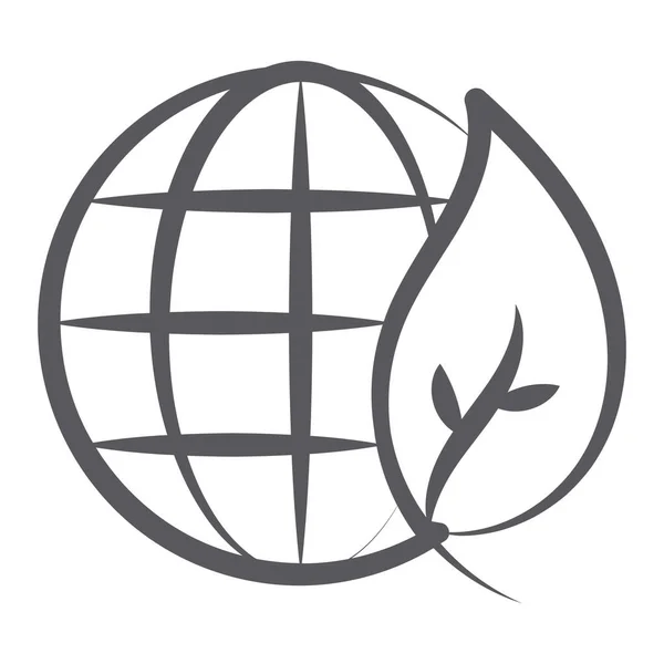 Глобальна Екологічна Іконка Глобус Листом Стилі Редагування — стоковий вектор
