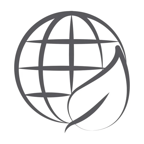 Глобальна Значок Екології Глобус Листом Стилі Редагування — стоковий вектор