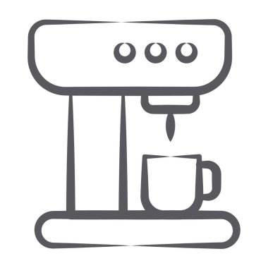 Kahve makinesi simgesi karalama stili, kahve makinesi düzenleyici vektörü 