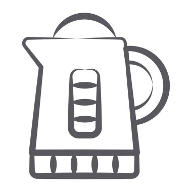 Elektrikli çay ısıtıcısının karalama tasarımı simgesi, ev aletlerinin düzenlenebilir vektörü