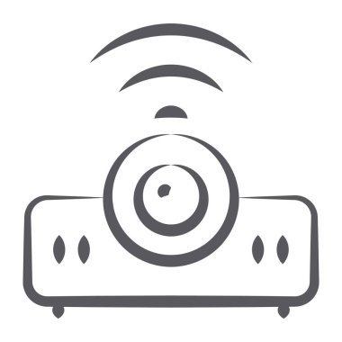 Projektörün bir simge tasarımı, sunum amacı için elektronik aygıtın karalama vektörü 