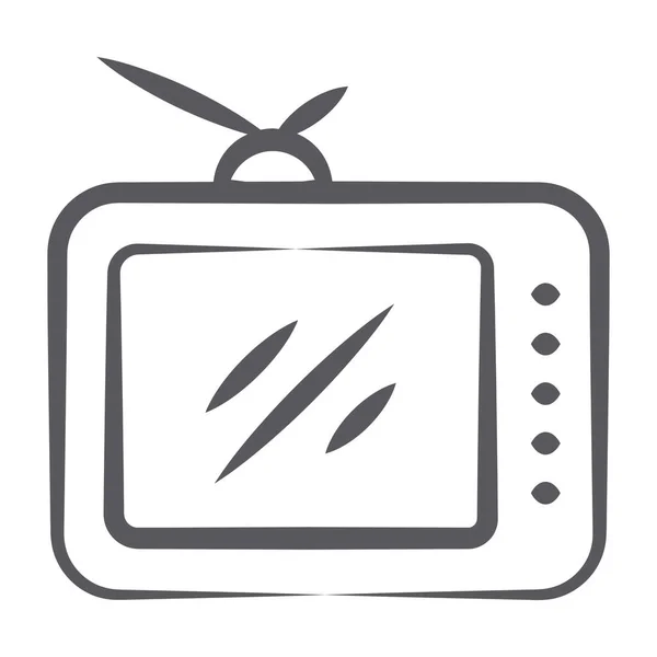 Ретро Іконка Телевізора Стилі Ручного Дарвіна — стоковий вектор
