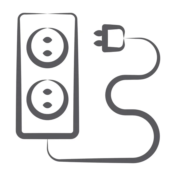 Stromversorgung Über Verlängerungskabel Doodle Line Symbol — Stockvektor