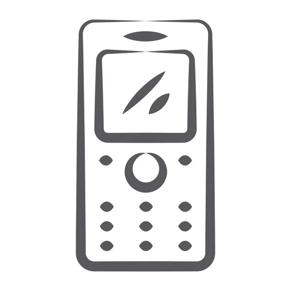 Basic Doodle Vonal Tervezése Retro Mobiltelefon Ikon — Stock Vector