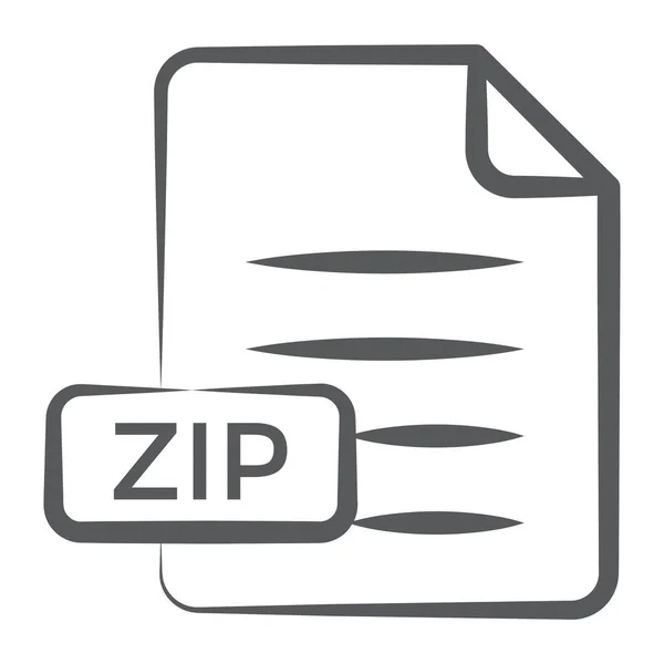 Seul Fichier Compressé Ayant Des Docs Icône Ligne Fichier Zip — Image vectorielle
