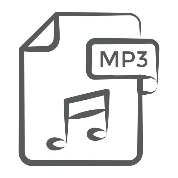 Documento Multimedia Con Símbolo Música Icono Línea Archivo Mp3 — Vector de stock