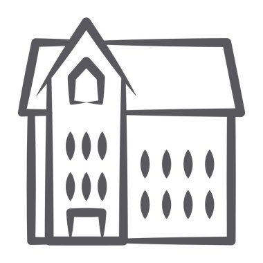 Düzenlenebilir doğrusal vuruş tarzında kilisenin vektörü, Hıristiyan binası