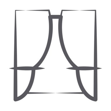 Perde simgesi biçimi, pencere görünümü vektörü 