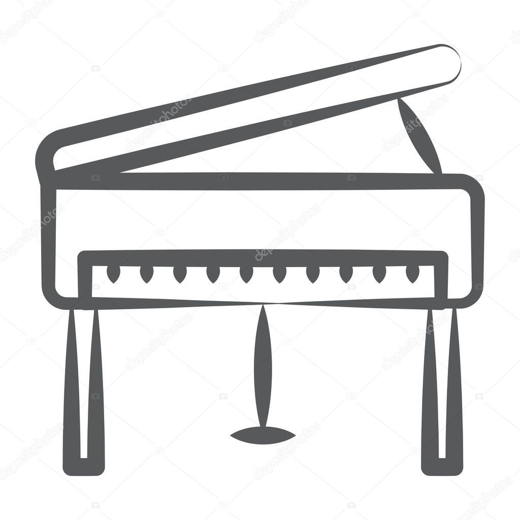 Clavichord, a musical keyboard instrument in brush stroke icon