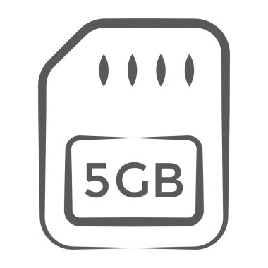 Satır tasarımında hafıza kartı, hafıza depolama kartı simgesi.