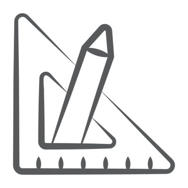 Yumuşak kalem ile üçgen ölçek, satır vektörü içinde araçlar çizim simgesi  