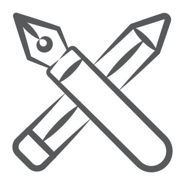 Yumuşak kalemli mürekkep, satır vektöründe tasarım araçları simgesi  