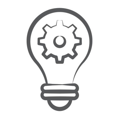 Ampulün içindeki dişli çarkın çizgi tasarımı, fikir oluşturma simgesi