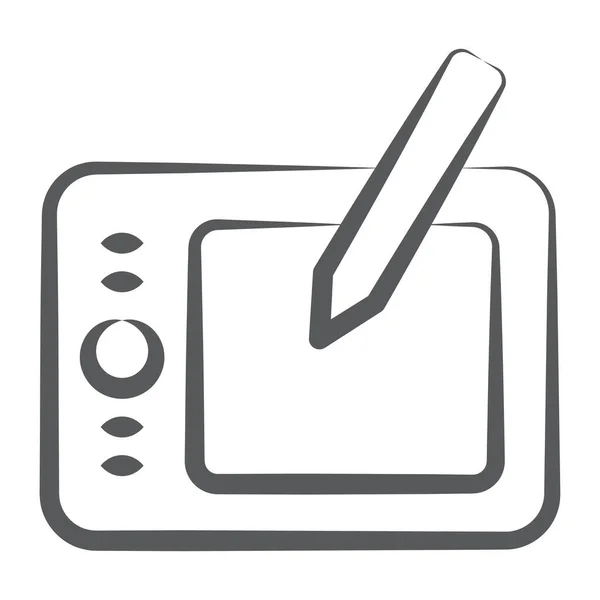 Grafische Tablet Pictogram Lijn Vector Ontwerp Pen Tablet — Stockvector