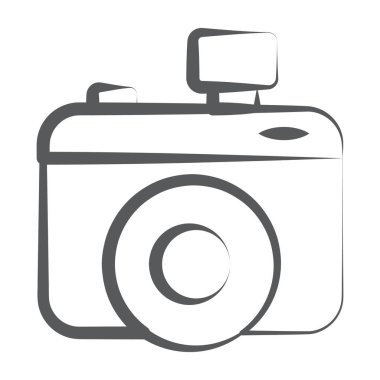 Satır tasarımında dijital kamera, fotoğrafçılık ekipmanı simgesi 