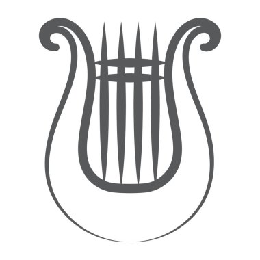 Yunan müzik aleti, arp vektör çizgisi tasarımının simgesi 