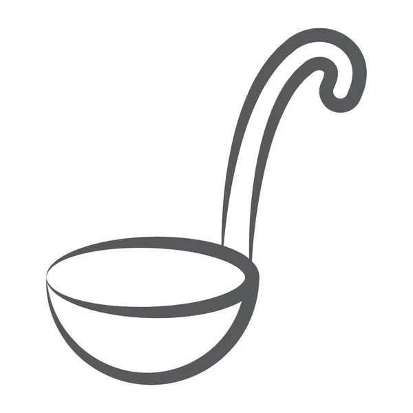 Línea Diseño Cuchara Sopa Icono Cucharón — Vector de stock