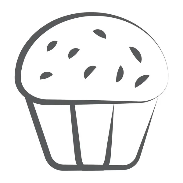 Icône Gâteau Boulangerie Icône Muffin Dans Conception Ligne — Image vectorielle