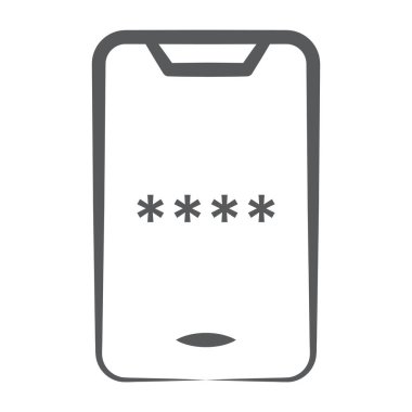 Bir mobil kod vektörü, pin kodu çizgi simgesi 