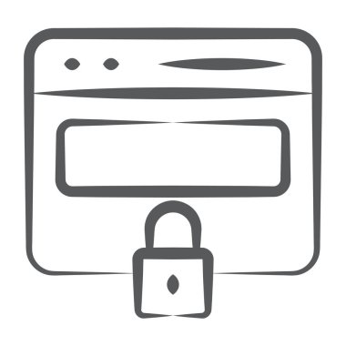 Özel web sitesinin asma kilitli, satır simgesi olan bir web sayfası biçimi