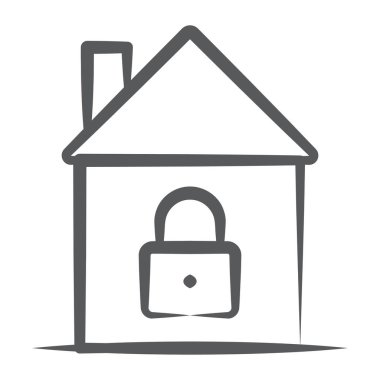 Fırça darbesinde simge biçimi, ev kilidi 