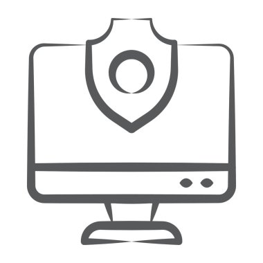 Antivirüs, sistem çizgisi vektörü olan güvenlik kalkanı 