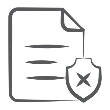 Güvensiz dosyanın moda simgesi, doğrusal vektör 