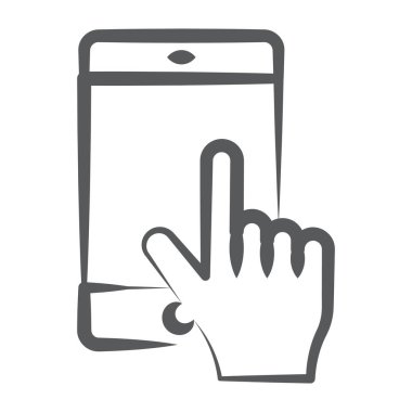 Dokunmatik ekran vektörü, mobil simgede parmak dokunuşu 