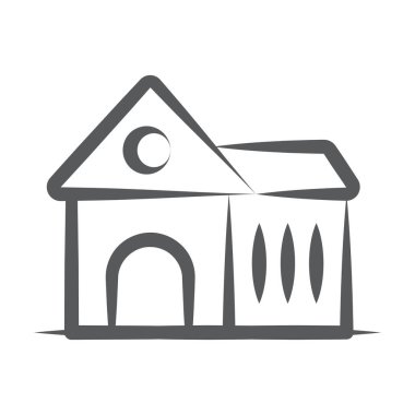 Satır simgesinde tasarlanmış bir evin dış tasviri