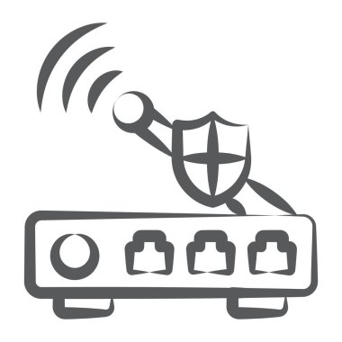 Wi-Fi yönlendiricisinin bir simge biçimi, doğrusal düzenlenebilir vektör 