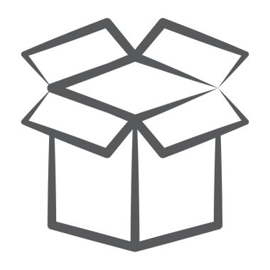 Açık kutu simgesinin modaya uygun doğrusal vektör tasarımı