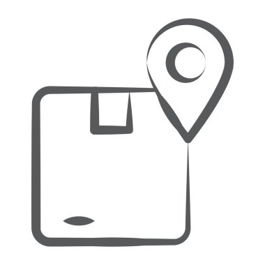 Konum işaretleyicili paket, paket izleme simgesi konsepti