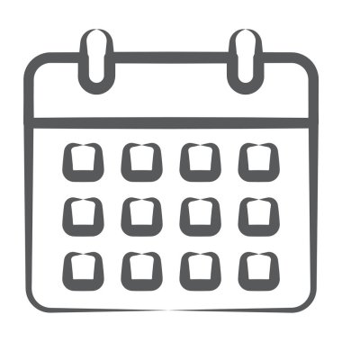 Takvim simgesinin doğrusal tasarımı, trend biçiminde hatırlatıcı vektör 