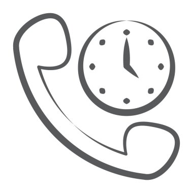 24 saat hizmet simgesini gösteren saatli telefon 