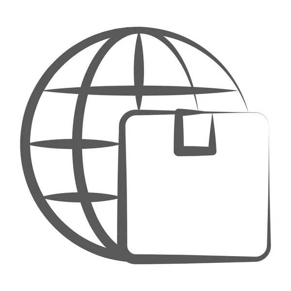 Глобальна Значок Доставки Глобус Посилкою — стоковий вектор