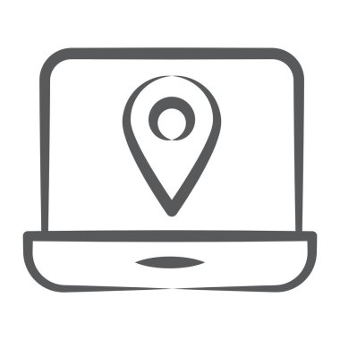 Bilgisayarın içindeki harita işaretleyicisi çevrimiçi konum simgesini gösteriyor