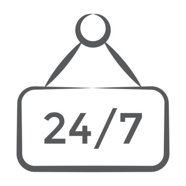 Moda vektör tasarımında 24 / 7 saat servis simgesi