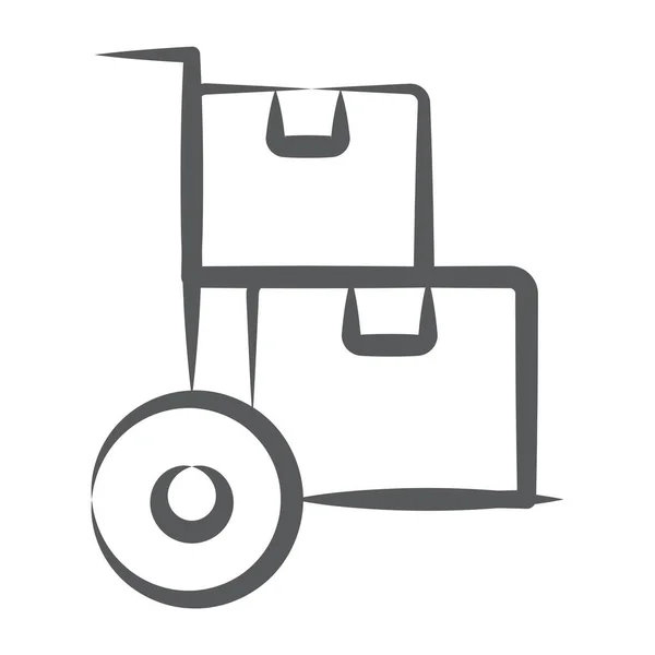 手荷物カートアイコンの線形ベクトルデザイン — ストックベクタ
