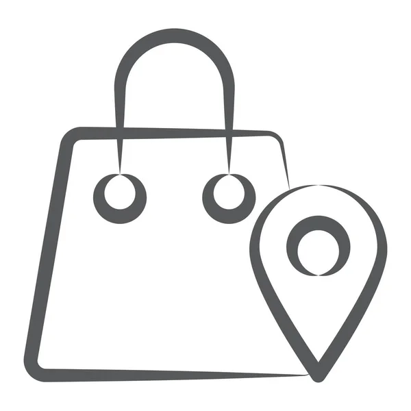 地図ポインタ付きショッピングバッグ 店舗位置ベクトルの概念 — ストックベクタ