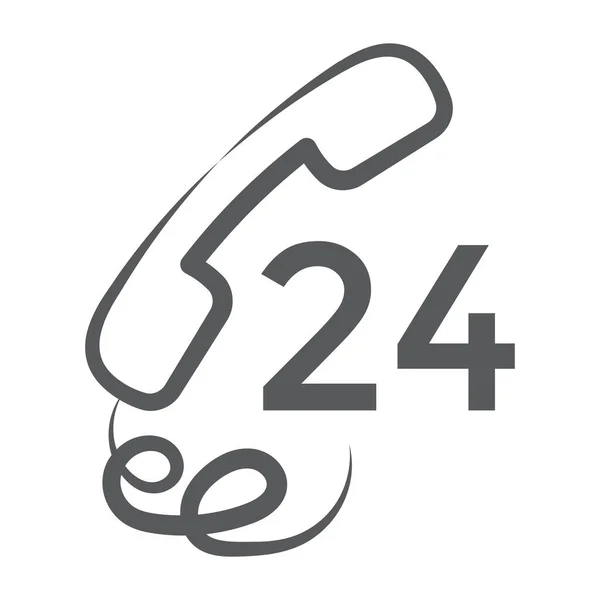 24Hr Helpline Icon Drawn Brush Stroke Vector — Stock Vector